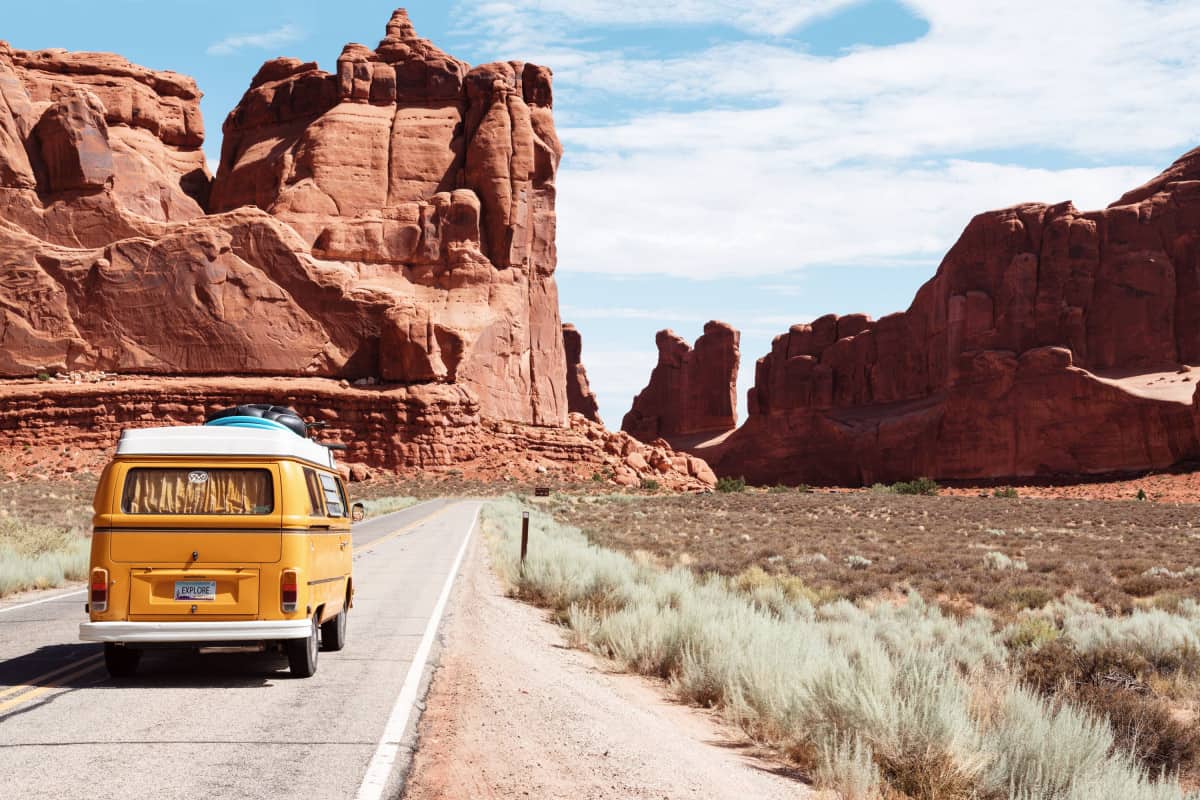 Van Driving Through Grand Canyon, Arizona